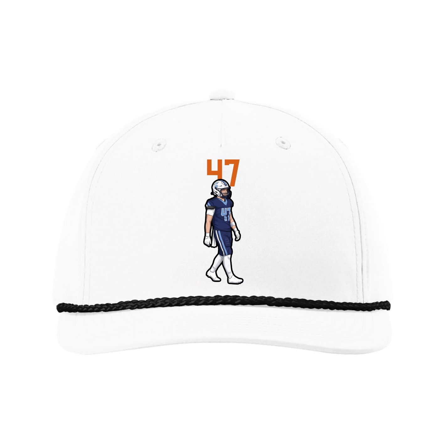 Five-Panel Classic Rope Cap — Number Top in White