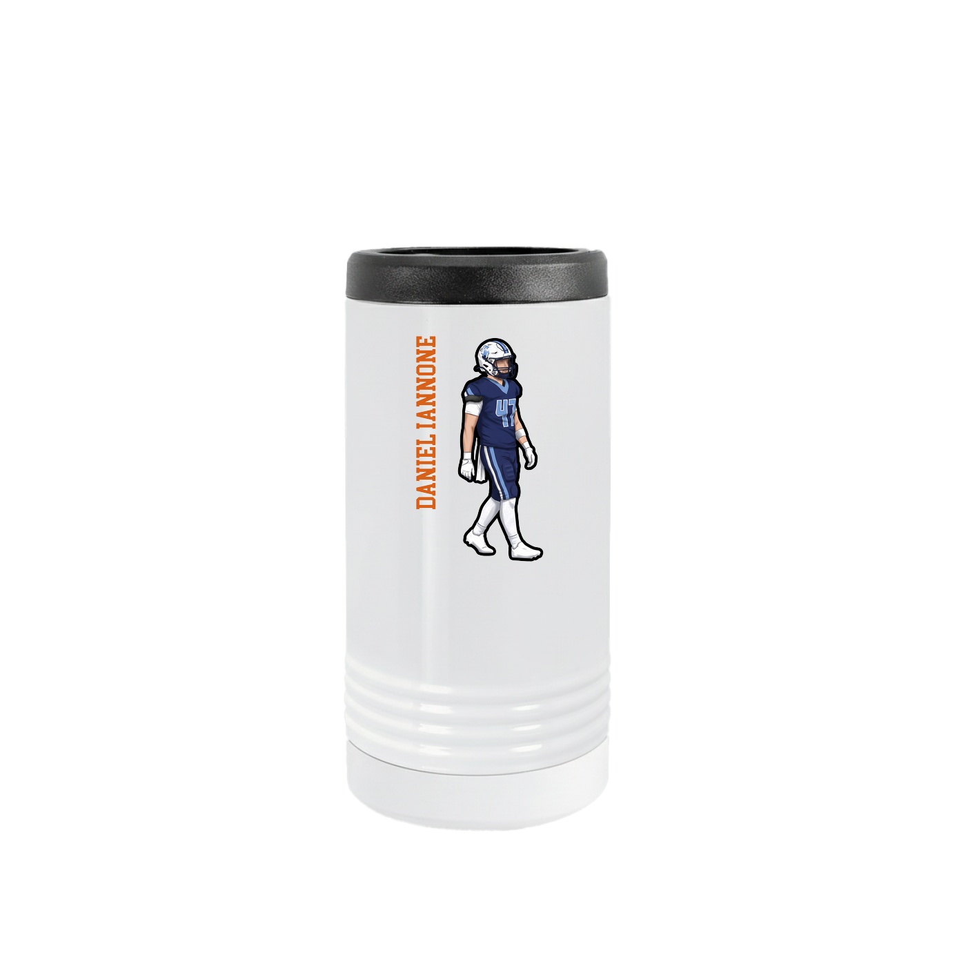 Slim Beverage Holder — Name Vertical in White