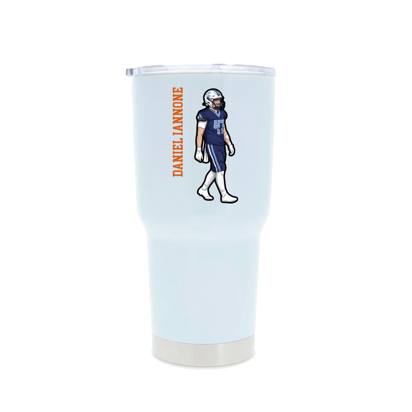 30oz Stainless Steel Tumbler — Name Vertical in White