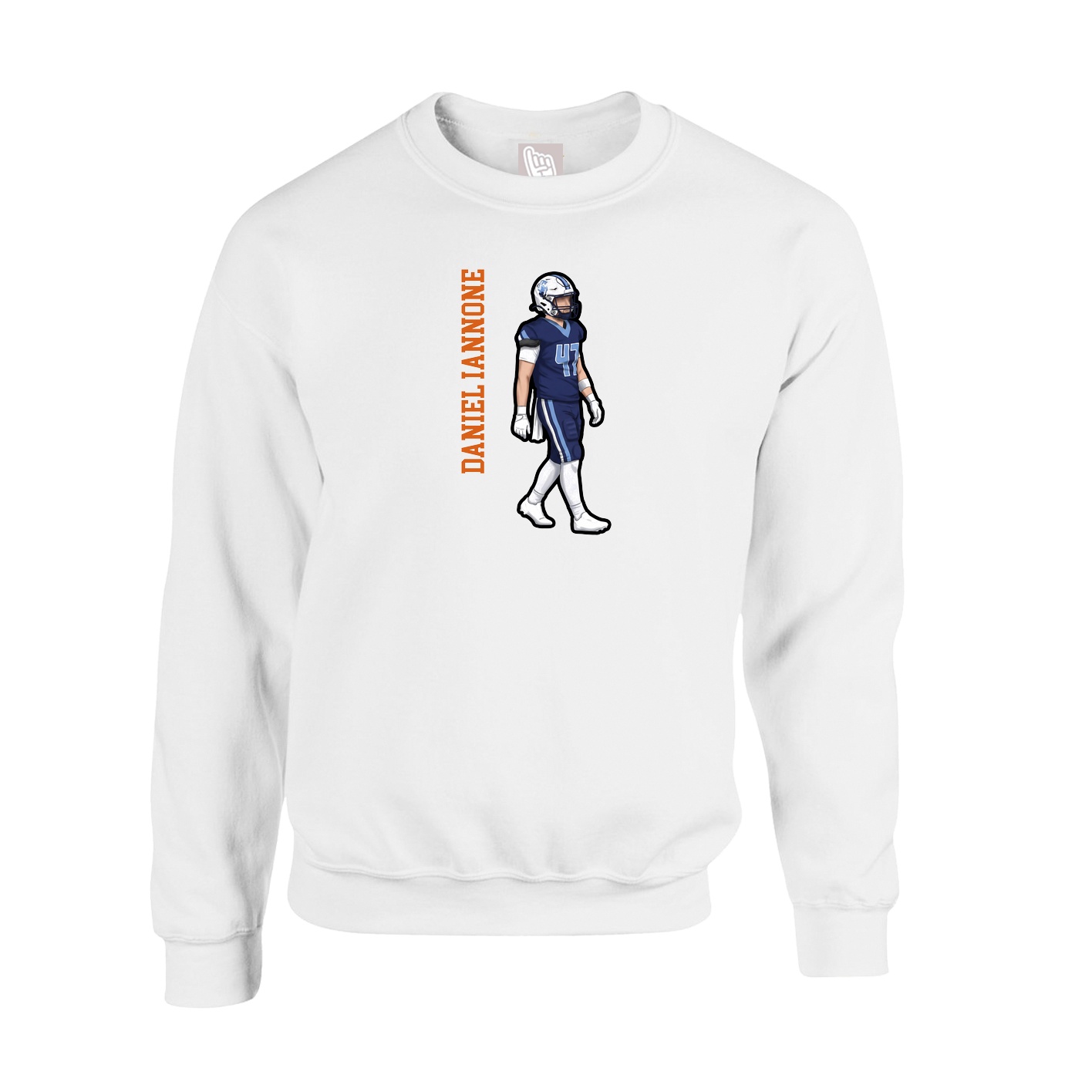 Fleece Crew — Name Vertical in White