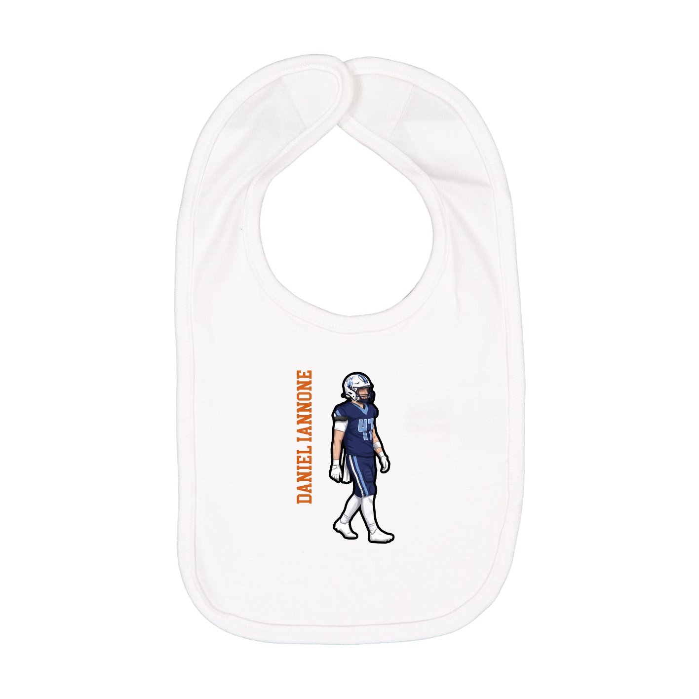 Infant Bib — Name Vertical in White