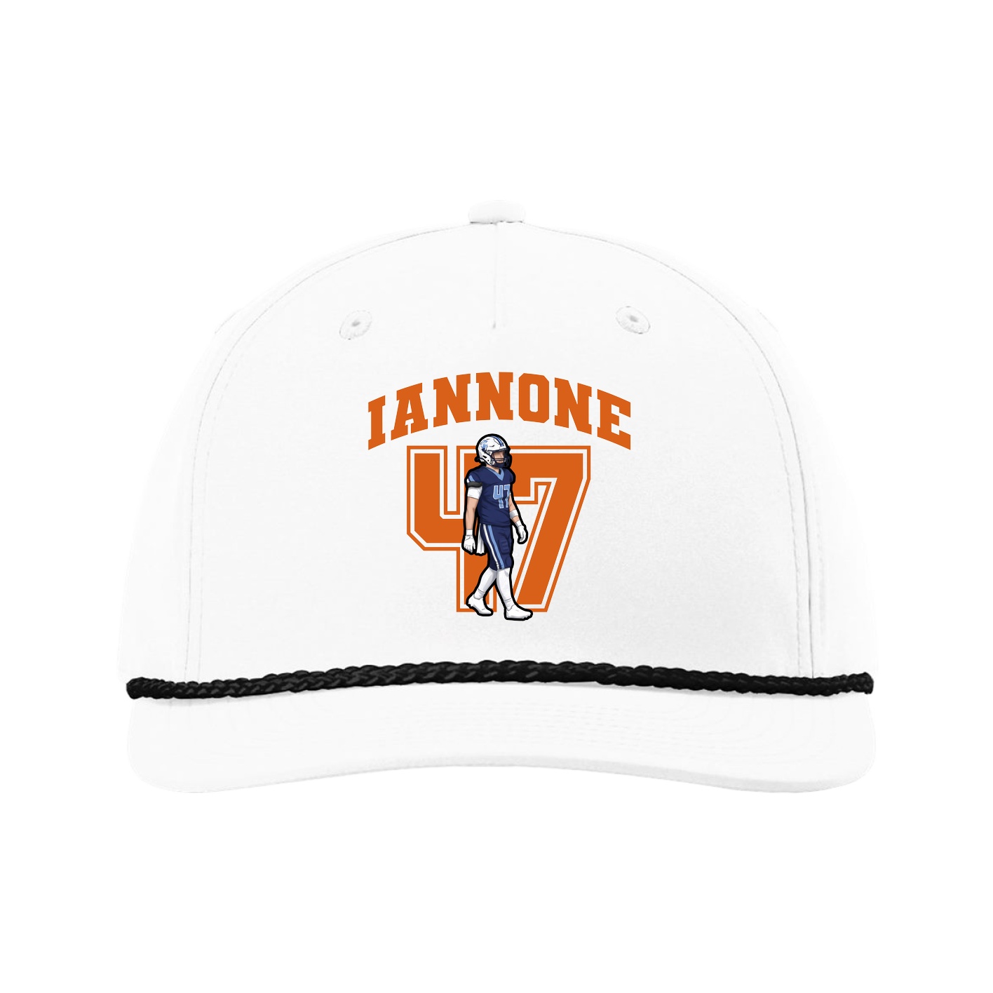 Five-Panel Classic Rope Cap — Number in White