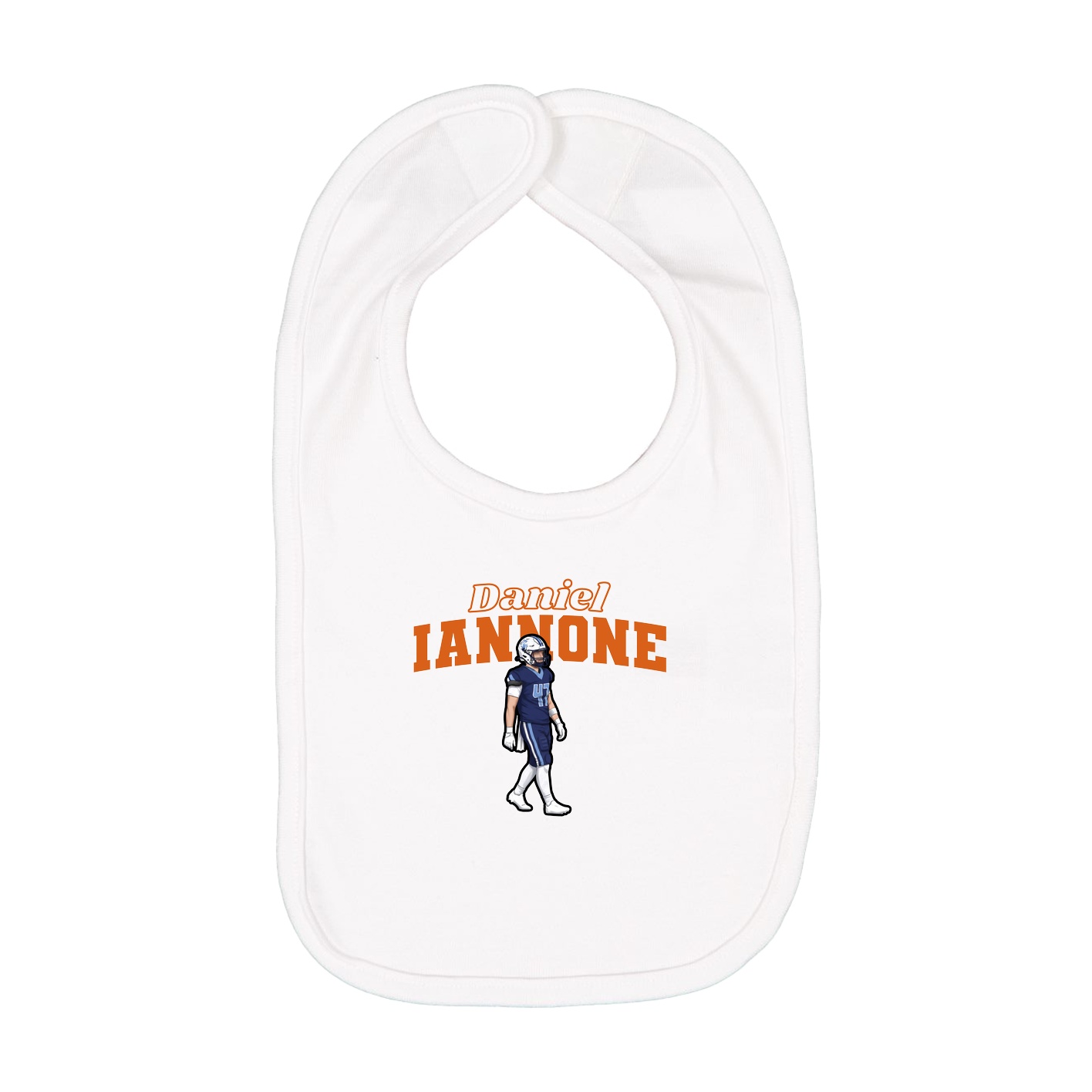 Infant Bib — Name Arch in White