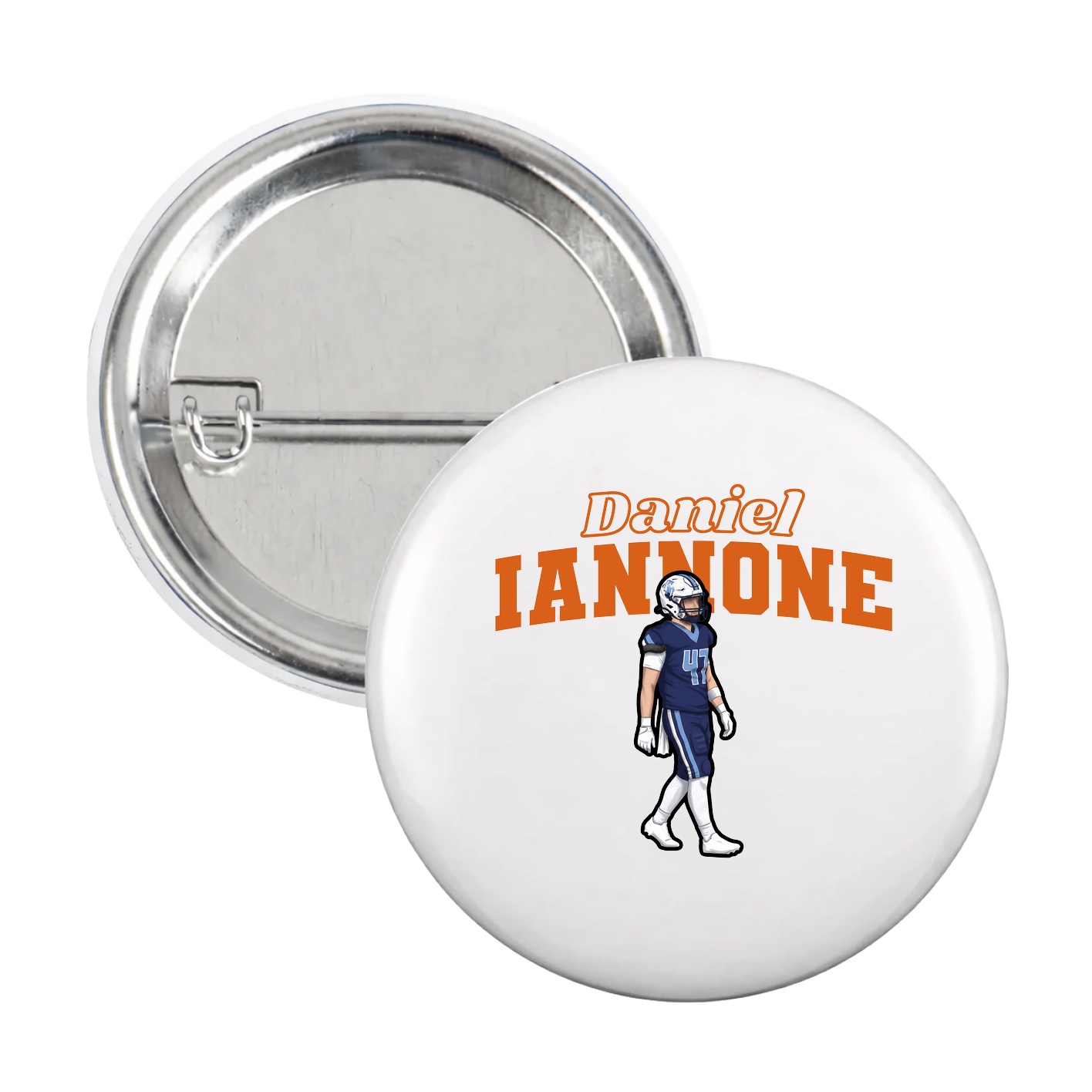 Game Day Button — Name Arch in White