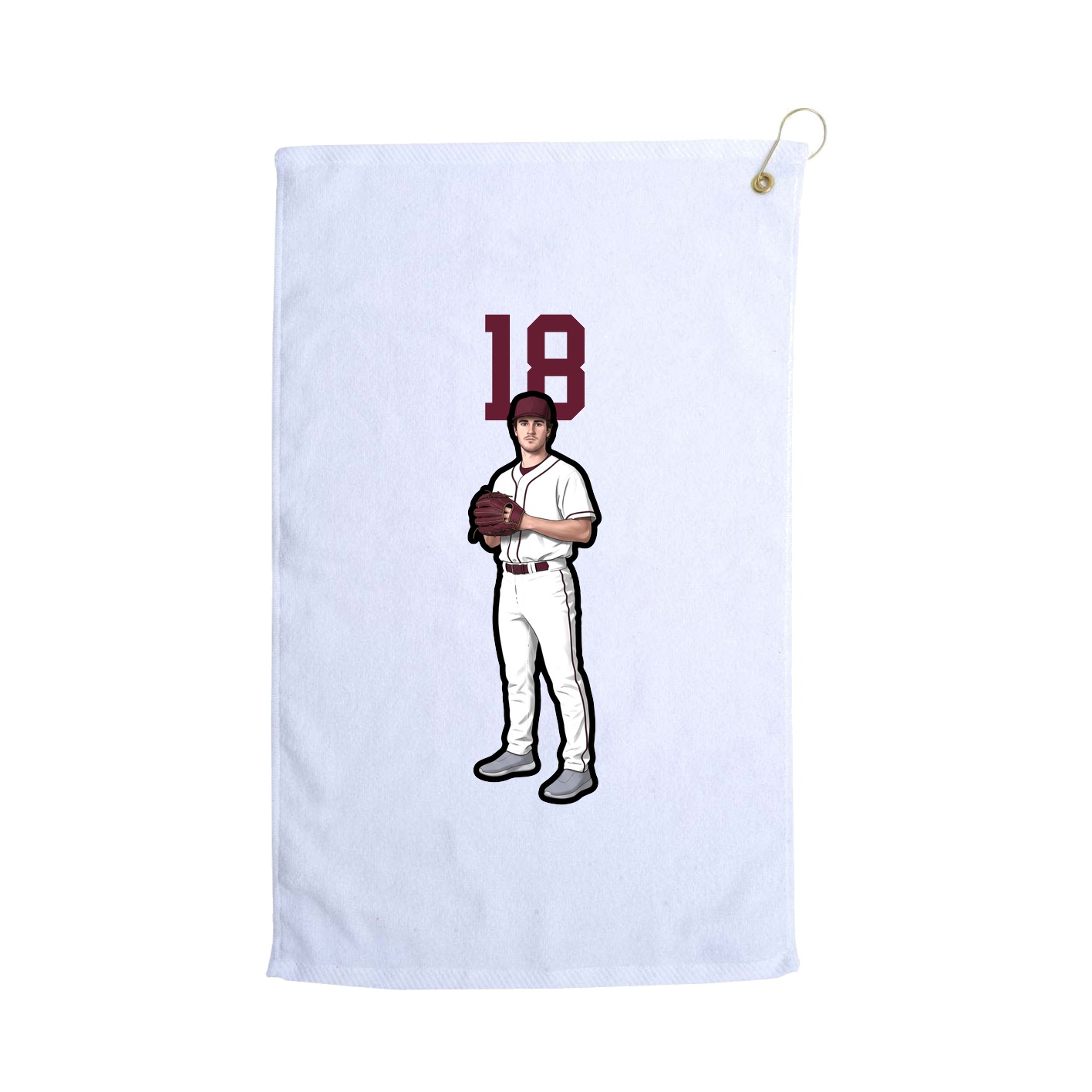 Golf Towel — Number Top in White