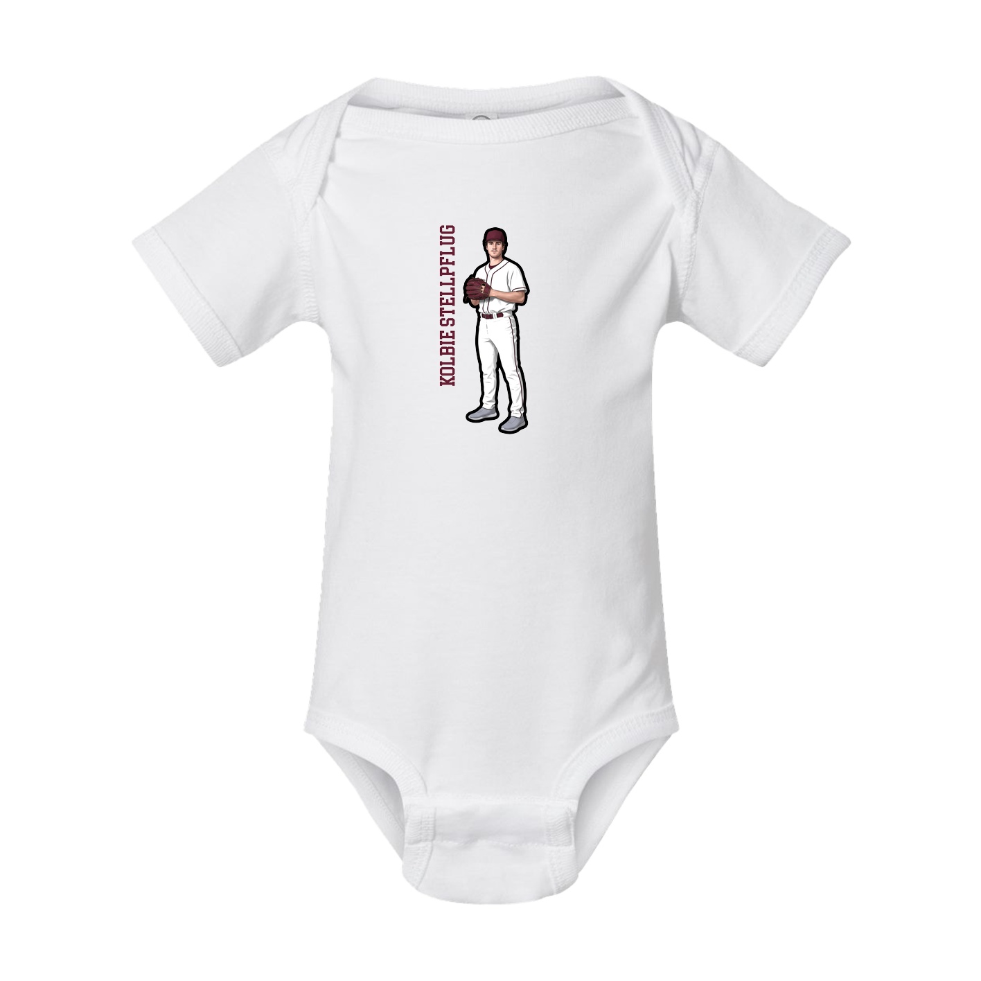 Baby Onesie — Name Vertical in White