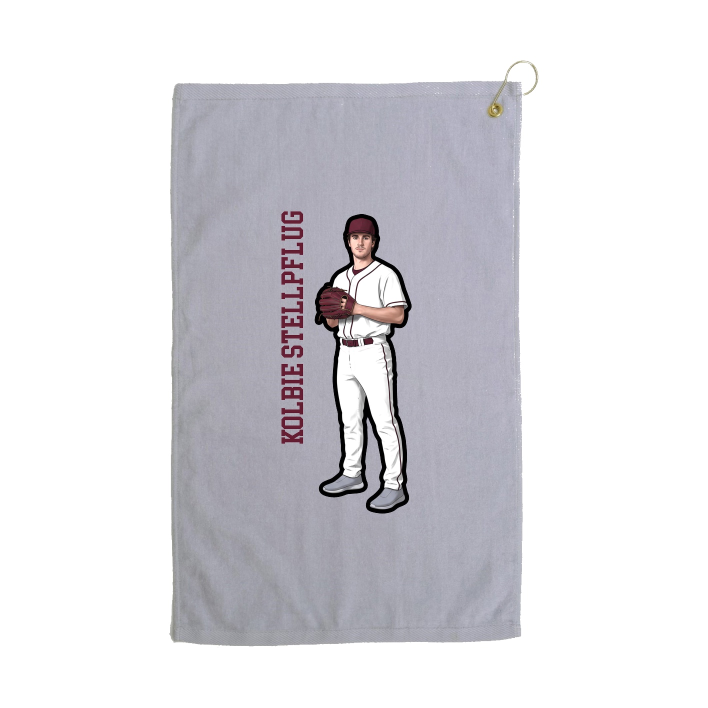 Golf Towel — Name Vertical in Grey