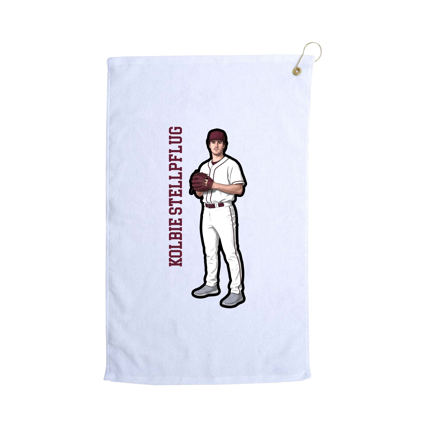 Golf Towel — Name Vertical in White