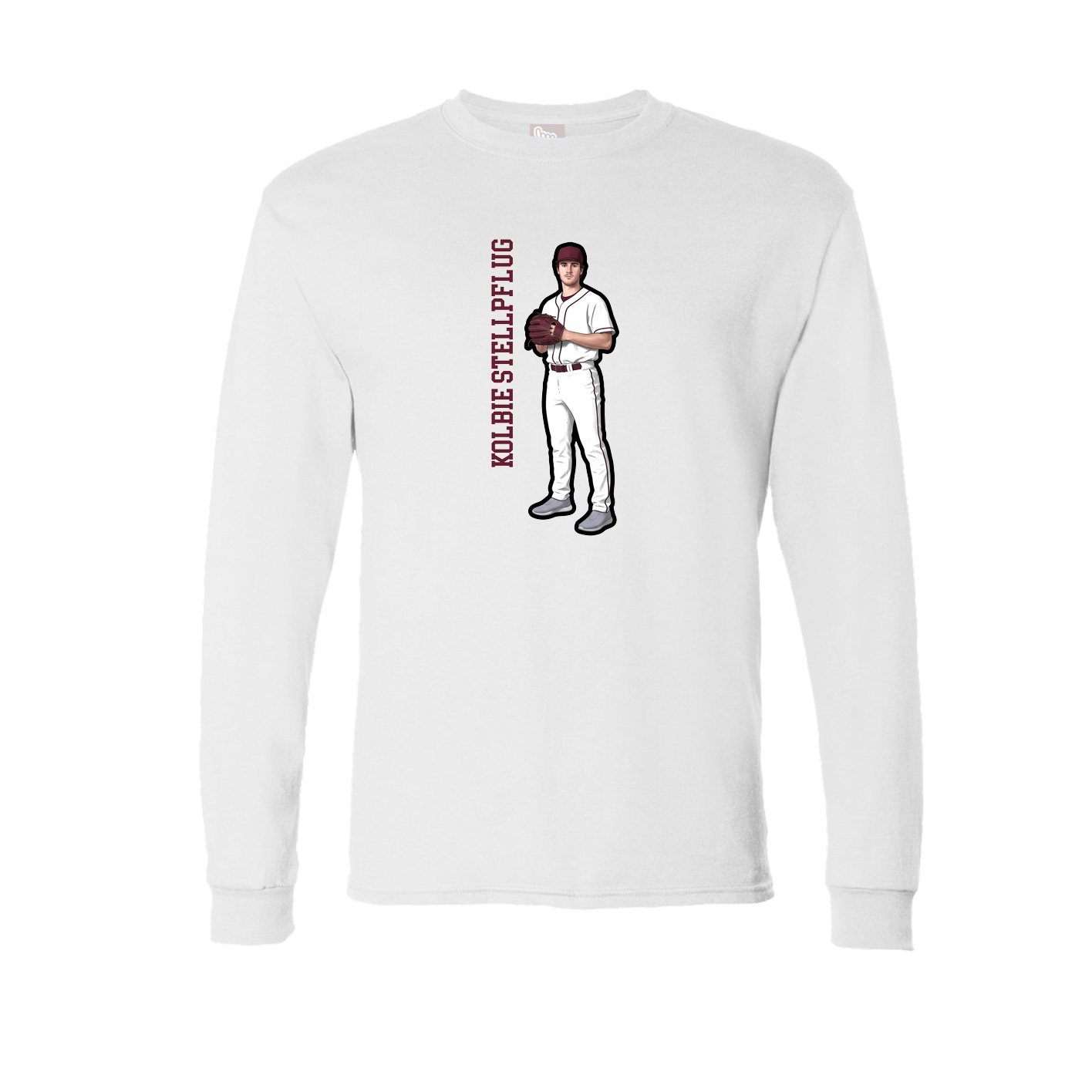 Long Sleeve Tee — Name Vertical in White