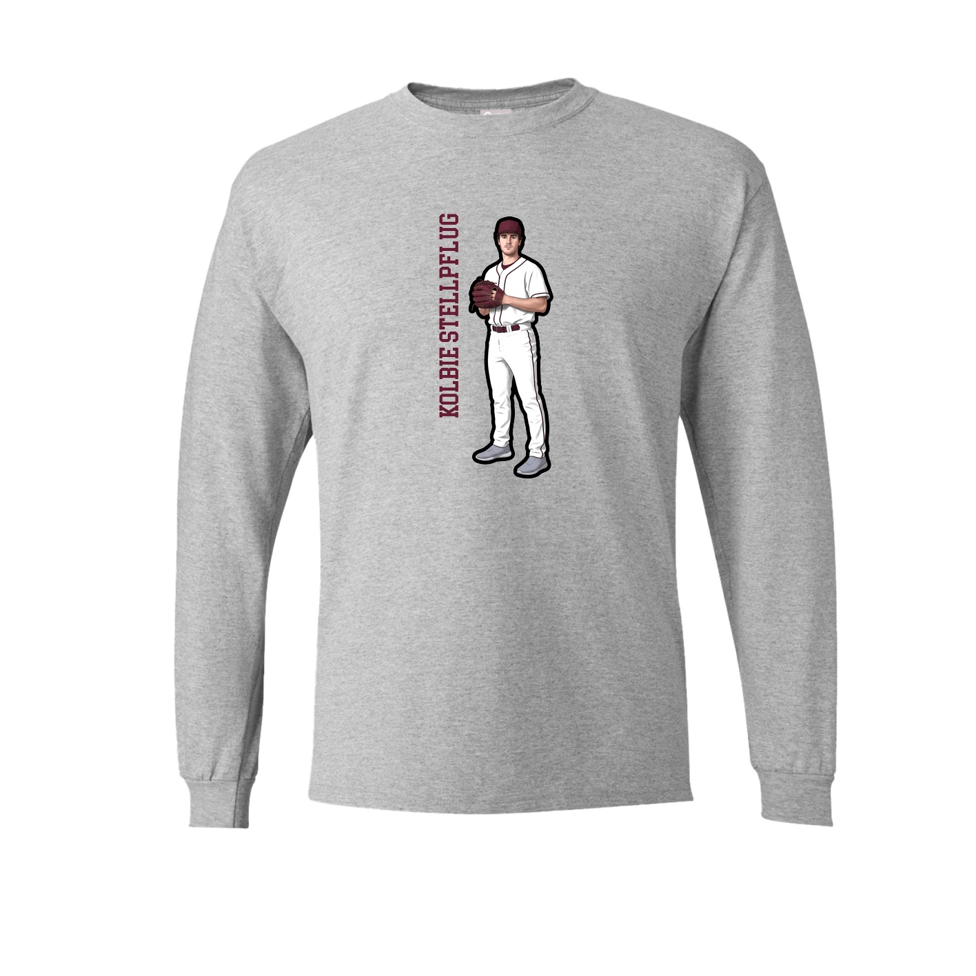 Long Sleeve Tee — Name Vertical in Grey