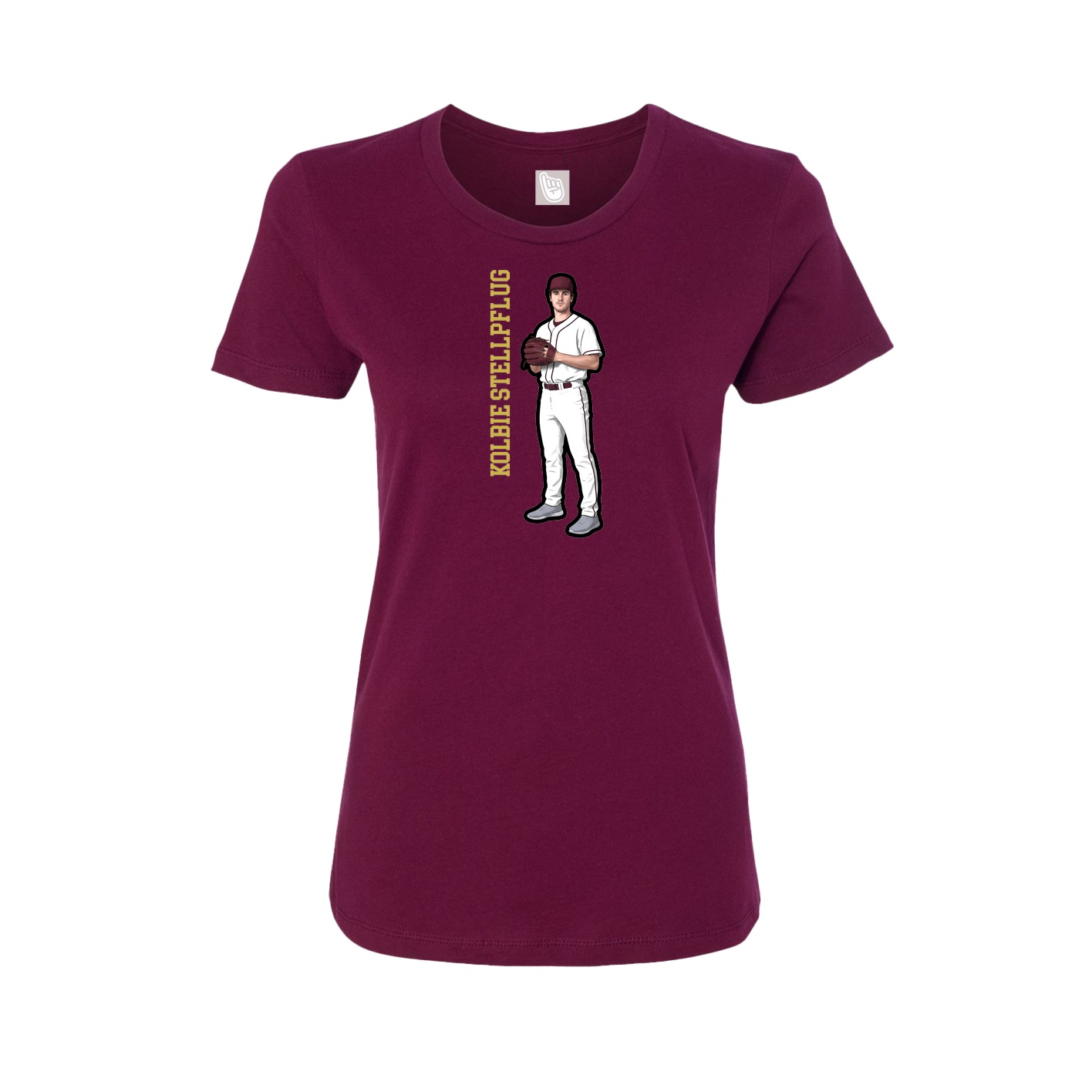 Fitted Women's Tee — Name Vertical in Maroon