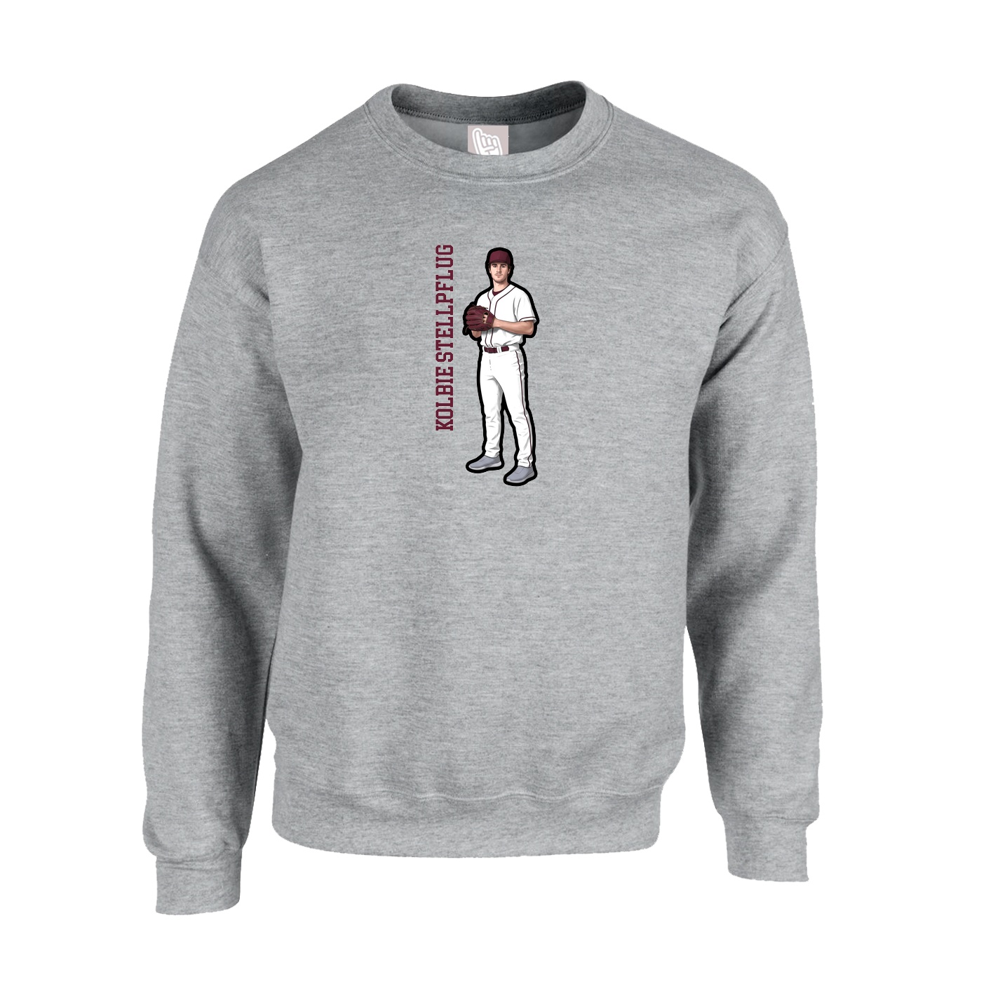 Fleece Crew — Name Vertical in Grey