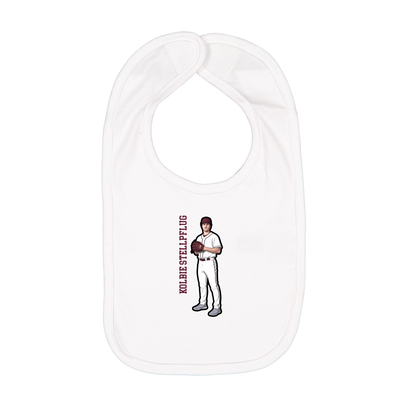 Infant Bib — Name Vertical in White