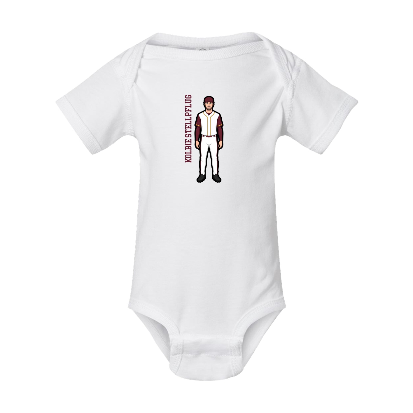 Baby Onesie — Name Vertical in White
