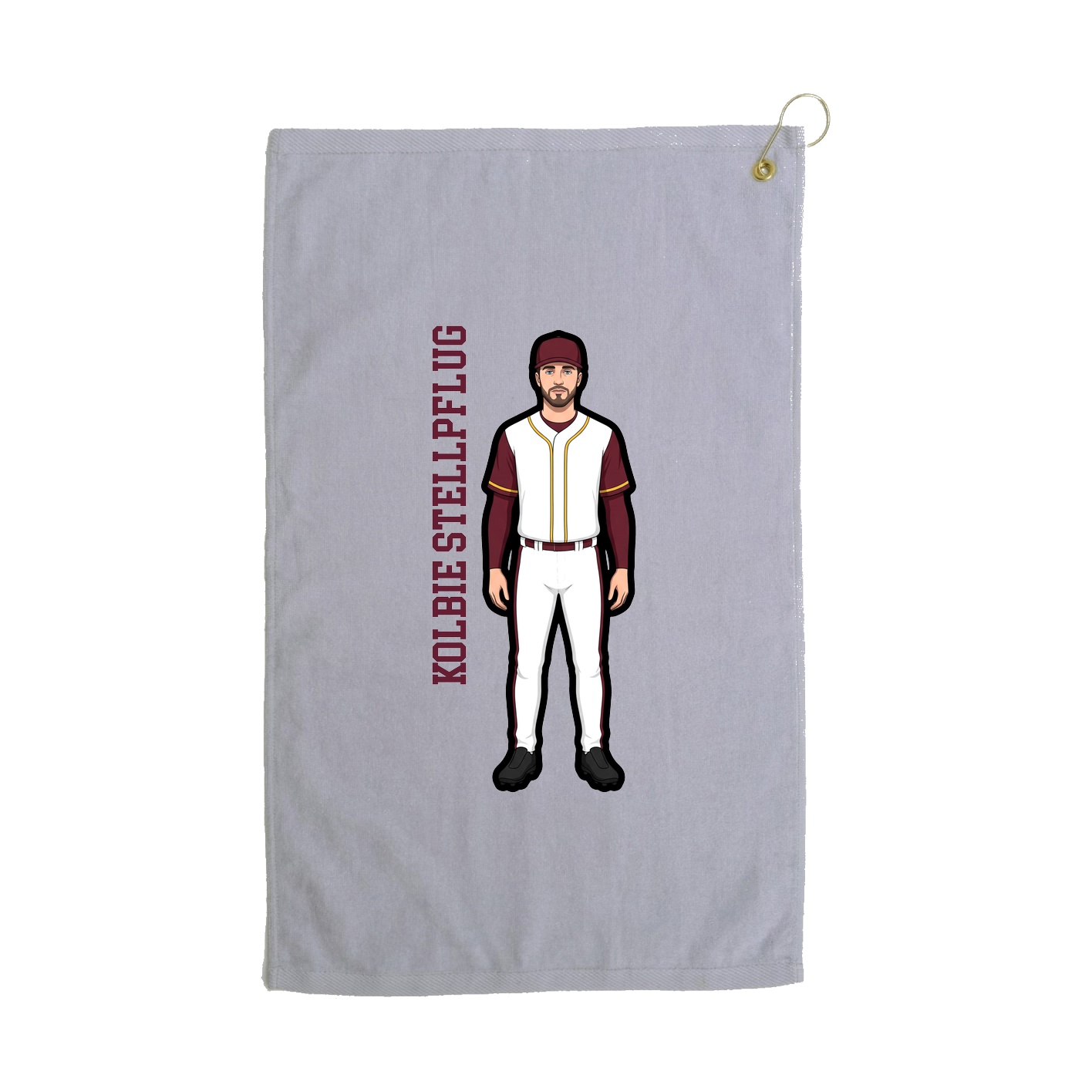 Golf Towel — Name Vertical in Grey