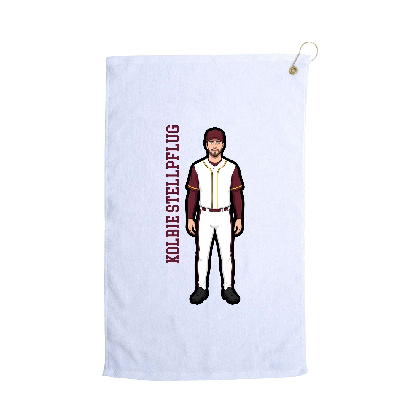 Golf Towel — Name Vertical in White