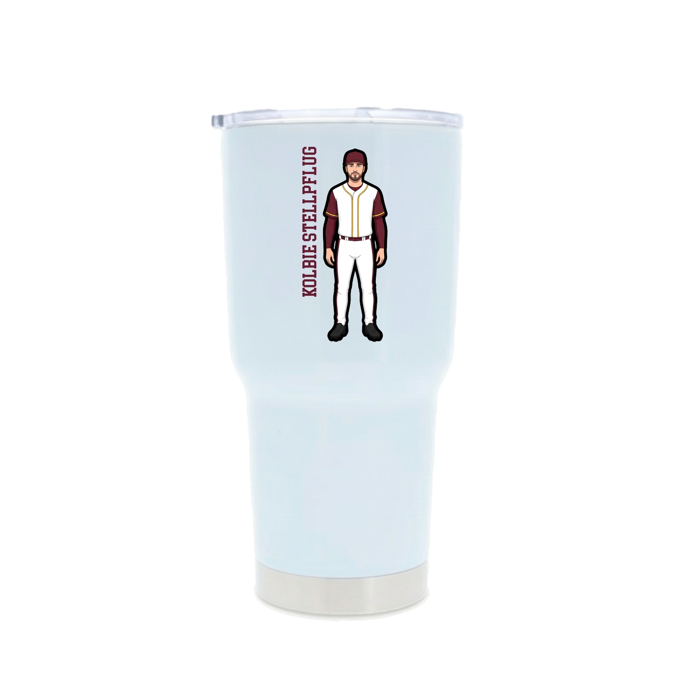 30oz Stainless Steel Tumbler — Name Vertical in White