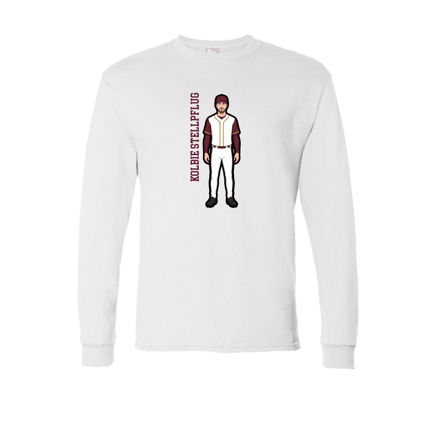Long Sleeve Tee — Name Vertical in White