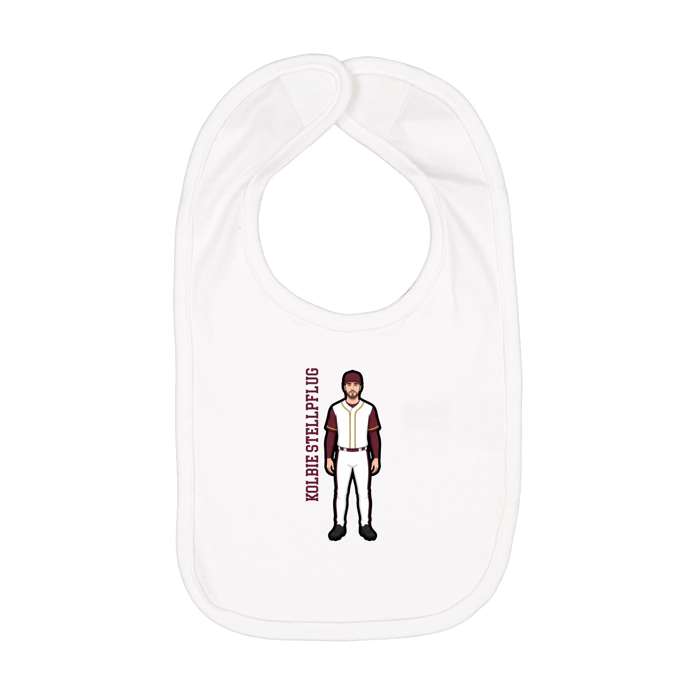 Infant Bib — Name Vertical in White
