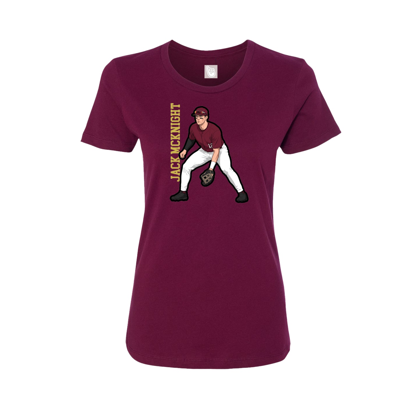 Fitted Women's Tee — Name Vertical in Maroon