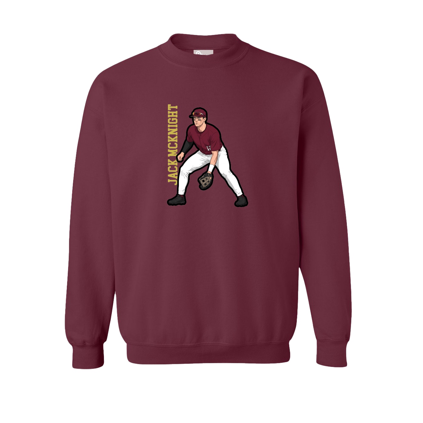 Fleece Crew — Name Vertical in Maroon