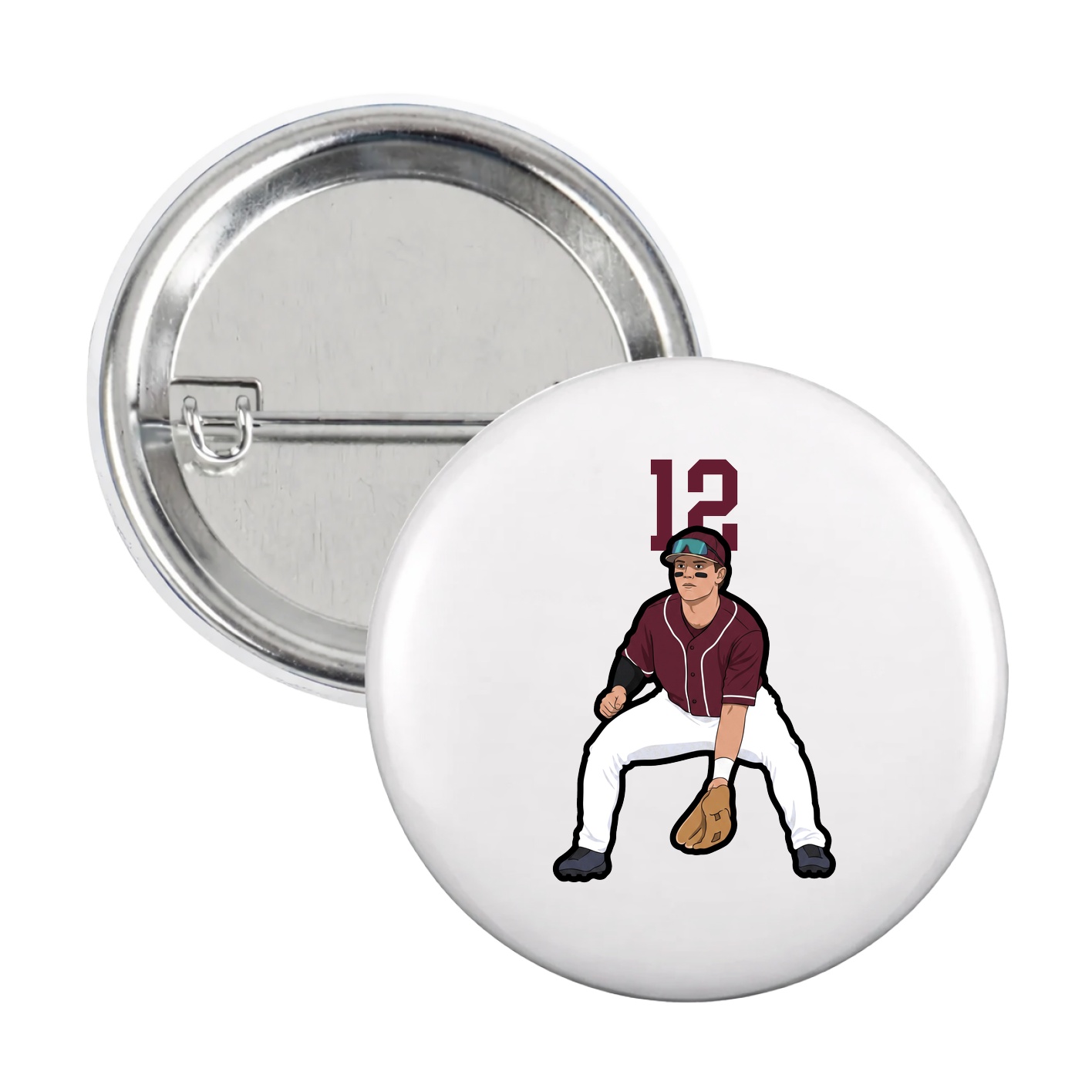 Game Day Button — Number Top in White