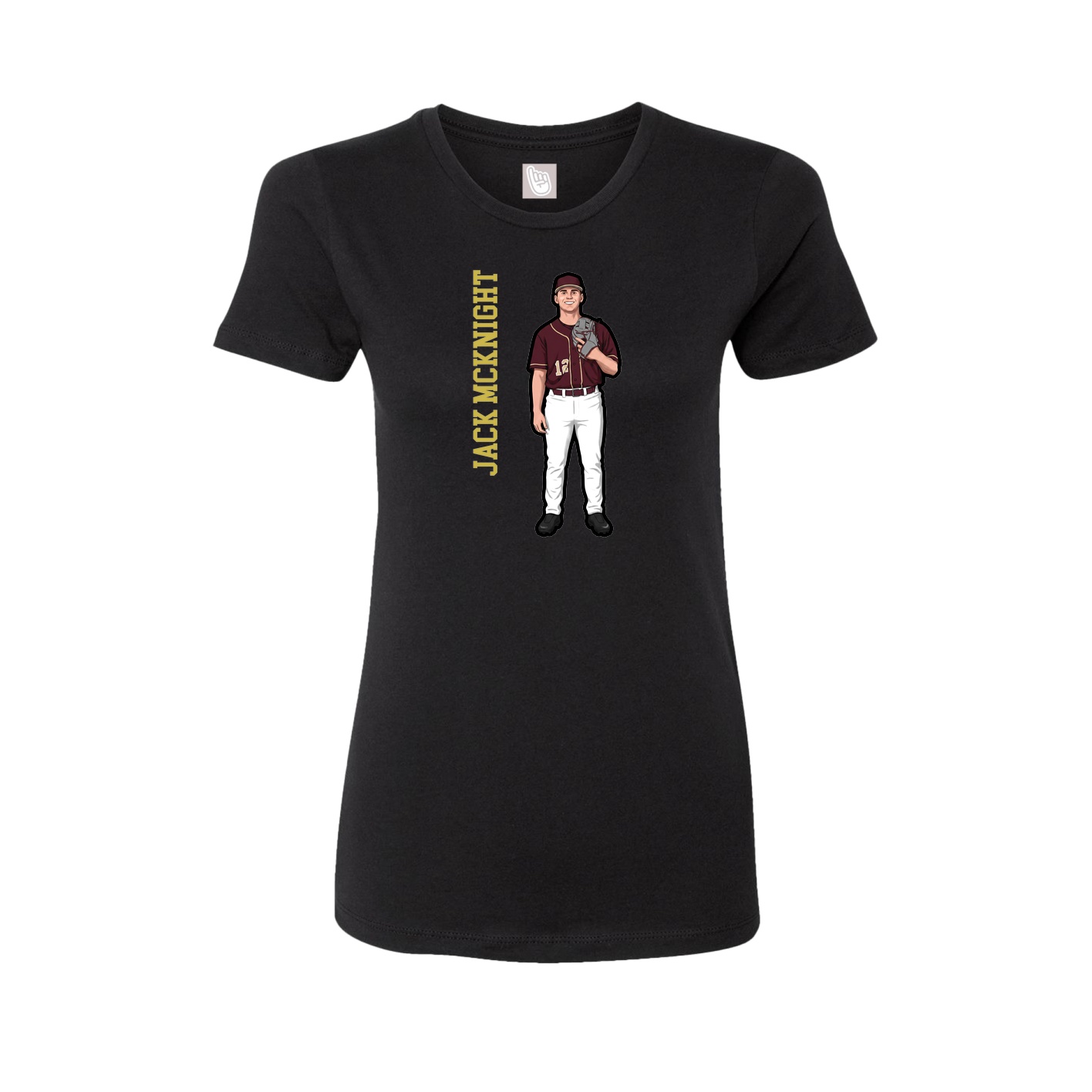 Fitted Women's Tee — Name Vertical in Black