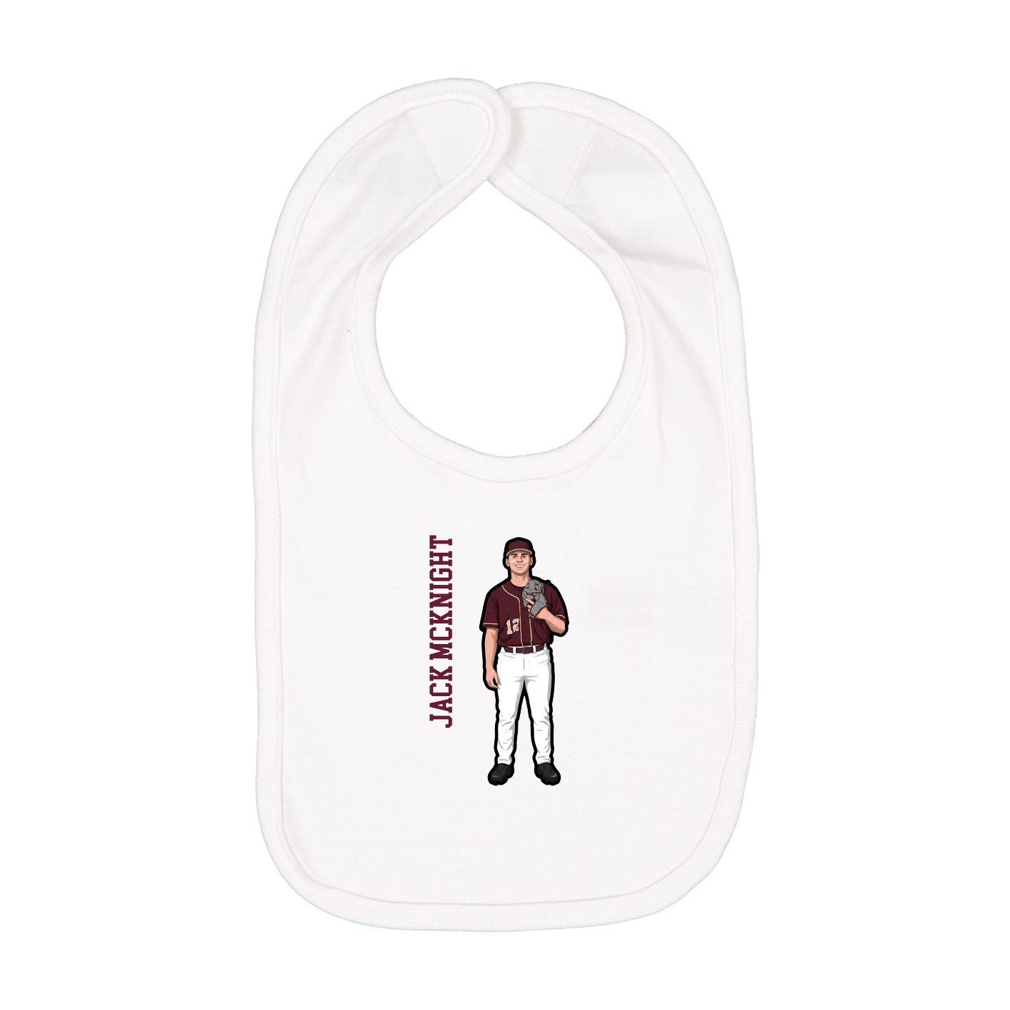Infant Bib — Name Vertical in White