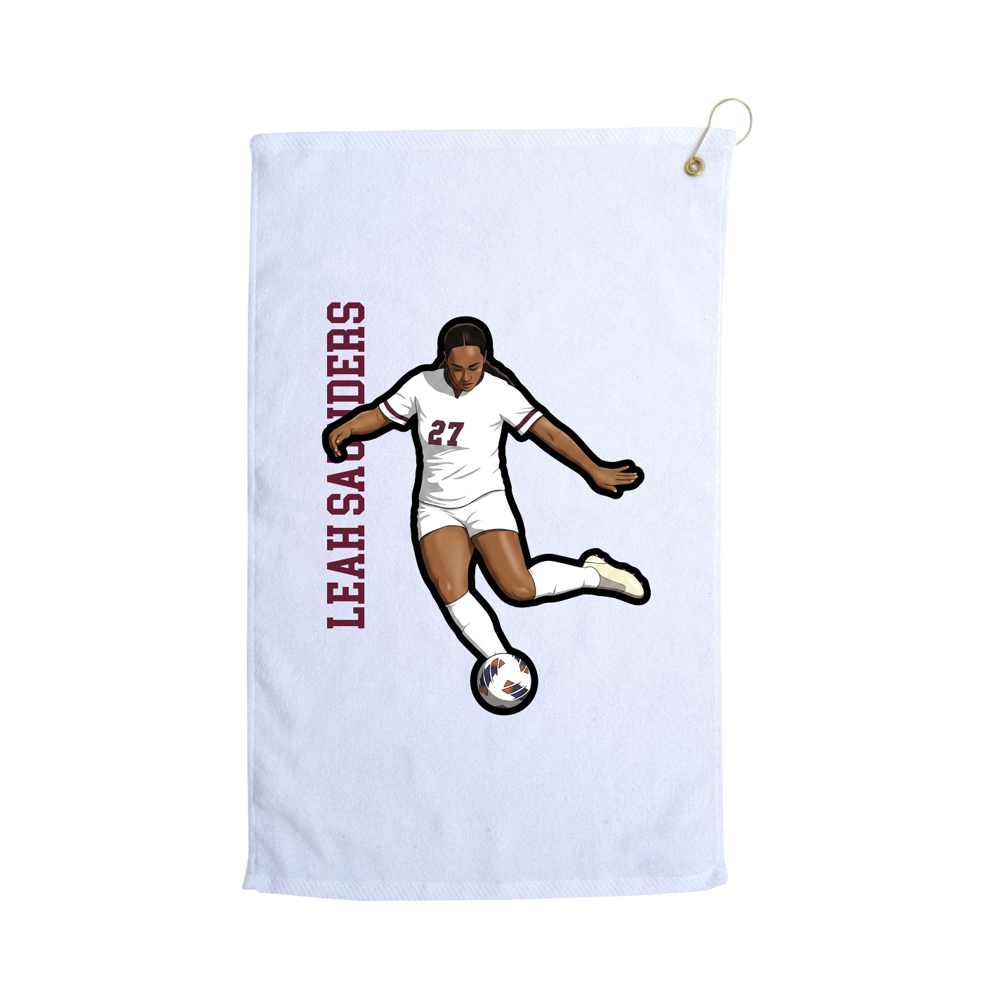 Golf Towel — Name Vertical in White
