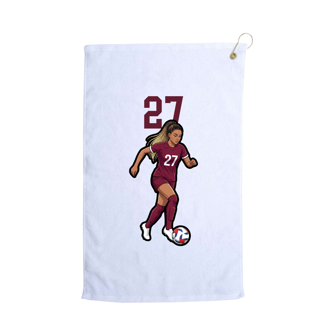 Golf Towel — Number Top in White