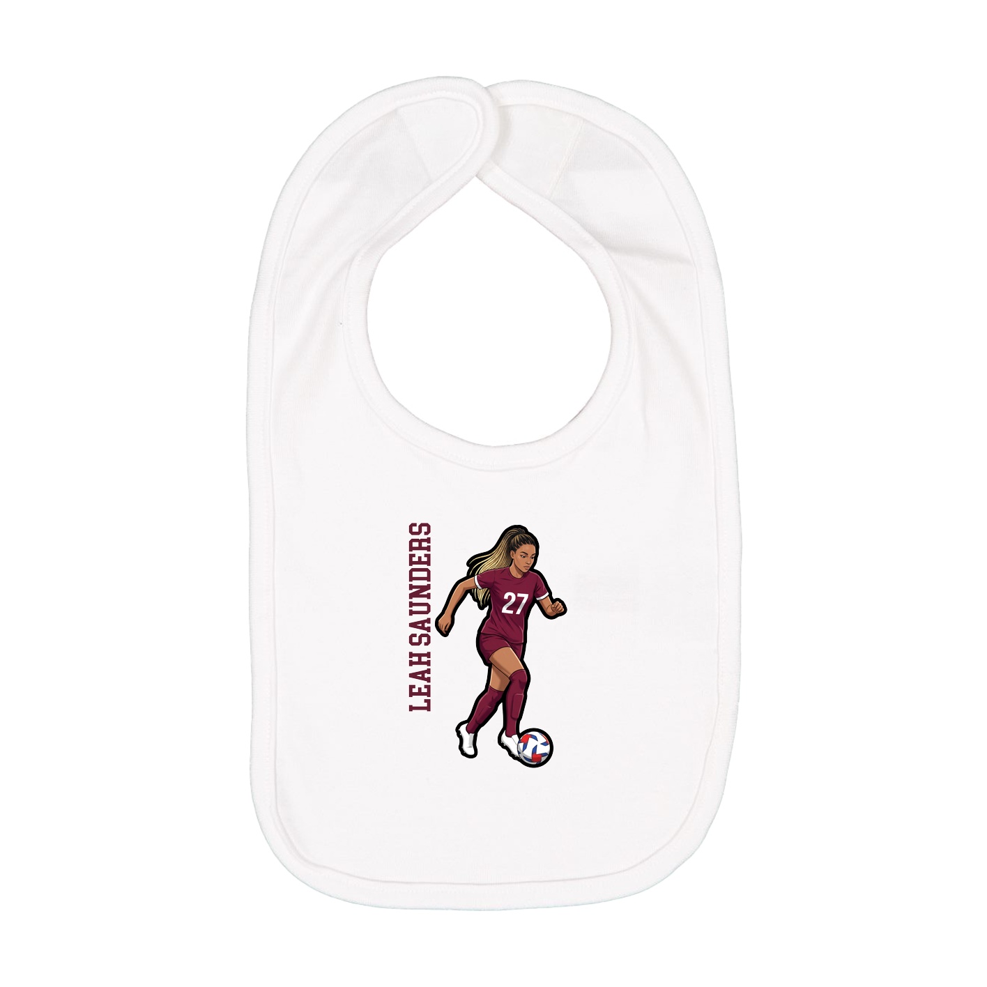 Infant Bib — Name Vertical in White