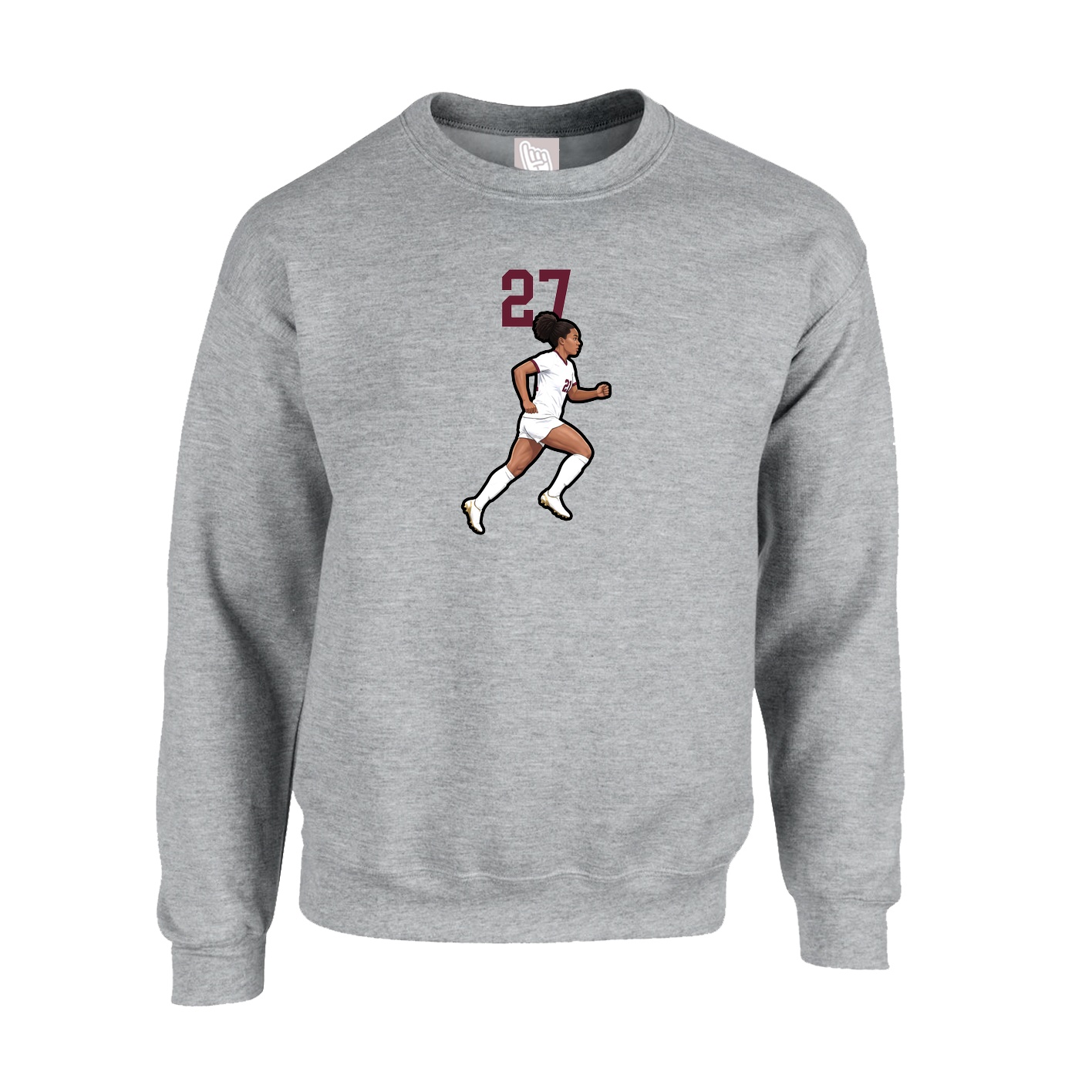 Fleece Crew — Number Top in Grey