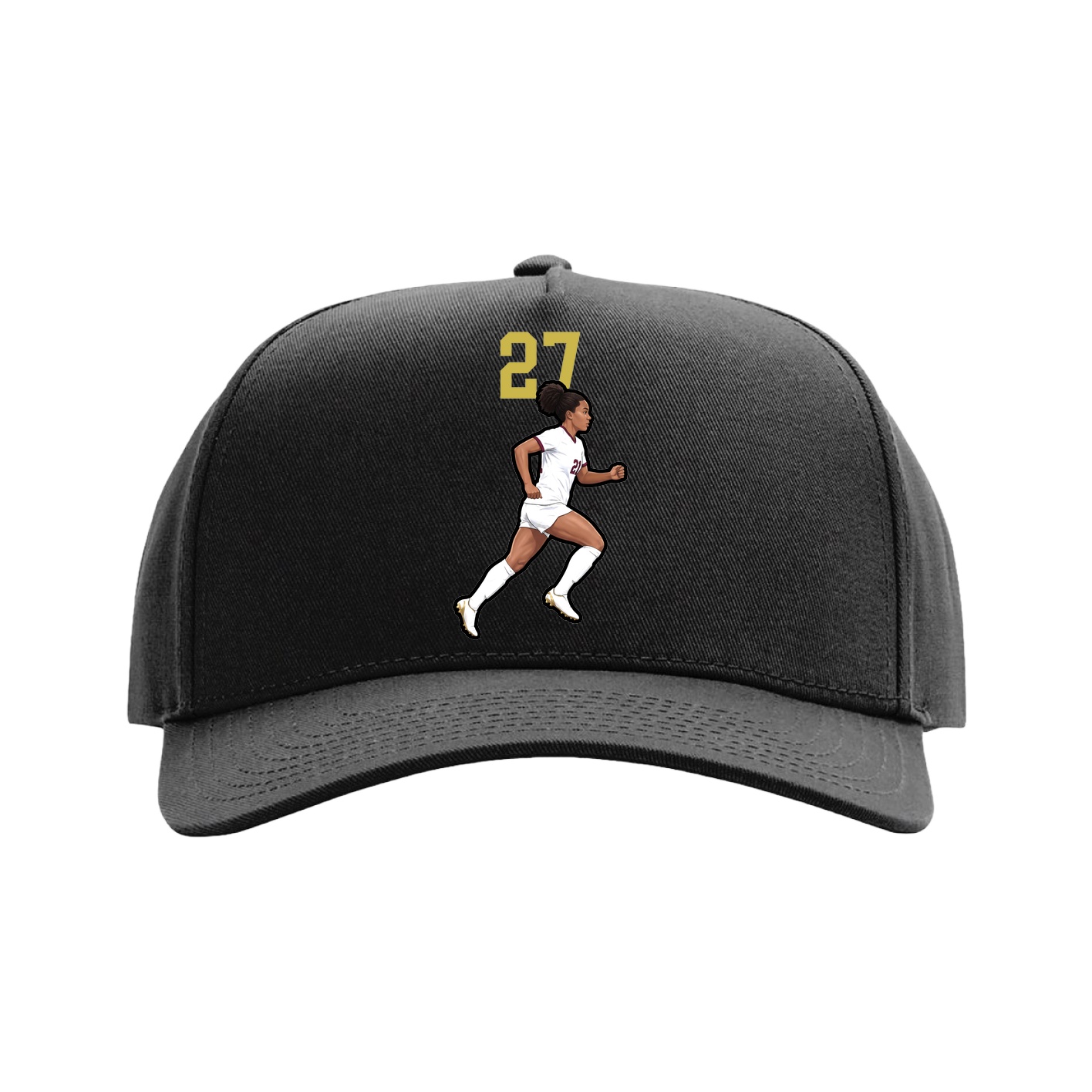Full Fabric Five-Panel Champ Cap — Number Top in Black
