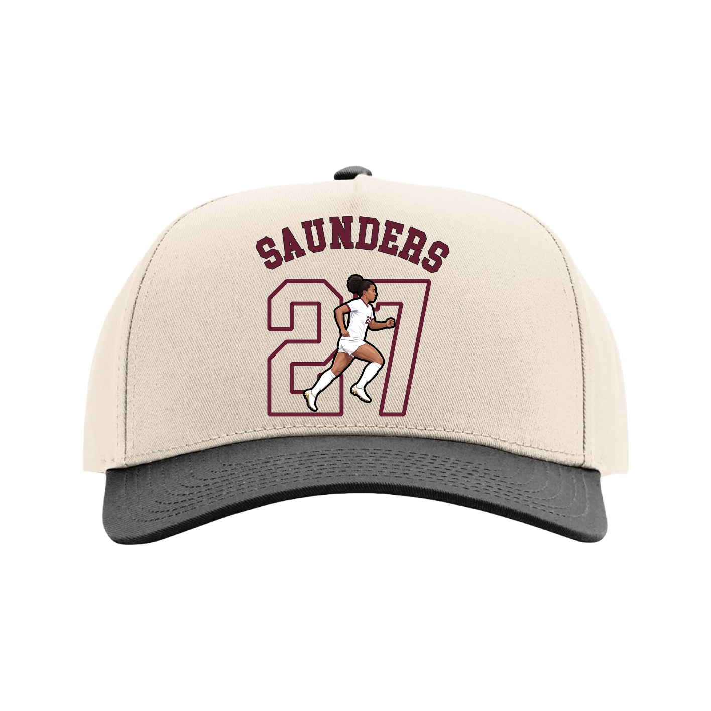 Full Fabric Five-Panel Champ Cap — Shirsey Arch in Cream/Black