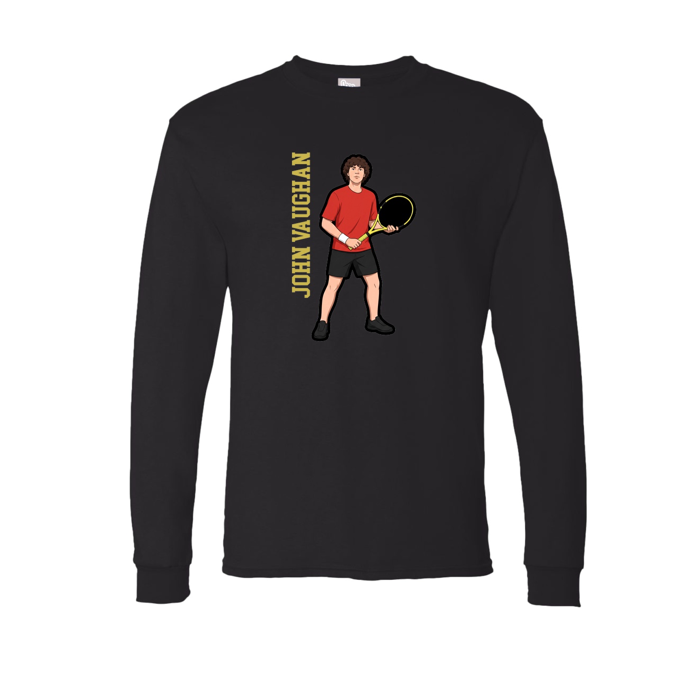 Long Sleeve Tee — Name Vertical in Black