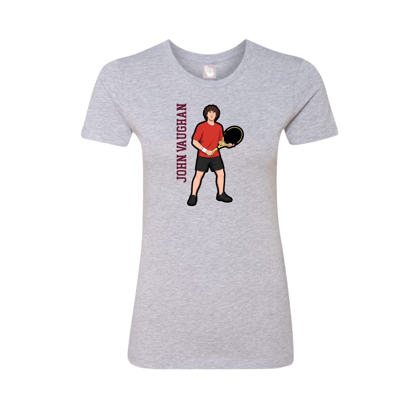 Fitted Women's Tee — Name Vertical in Grey