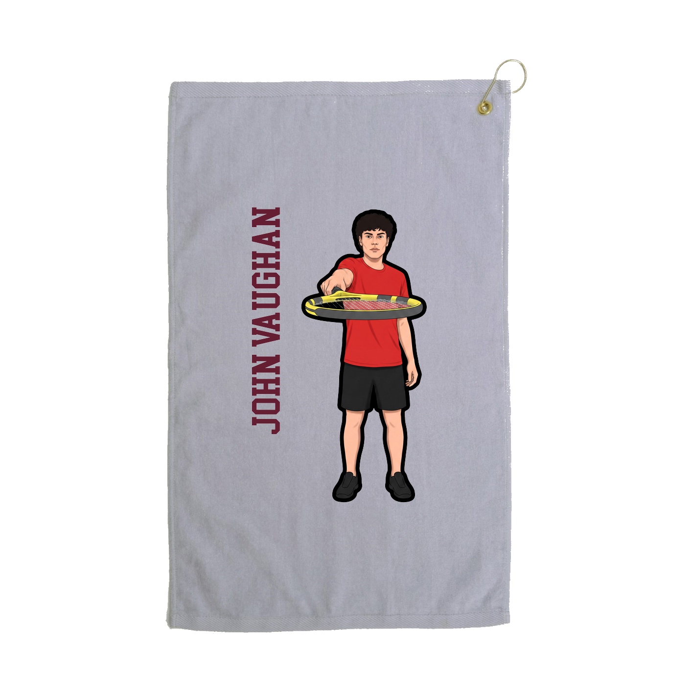 Golf Towel — Name Vertical in Grey