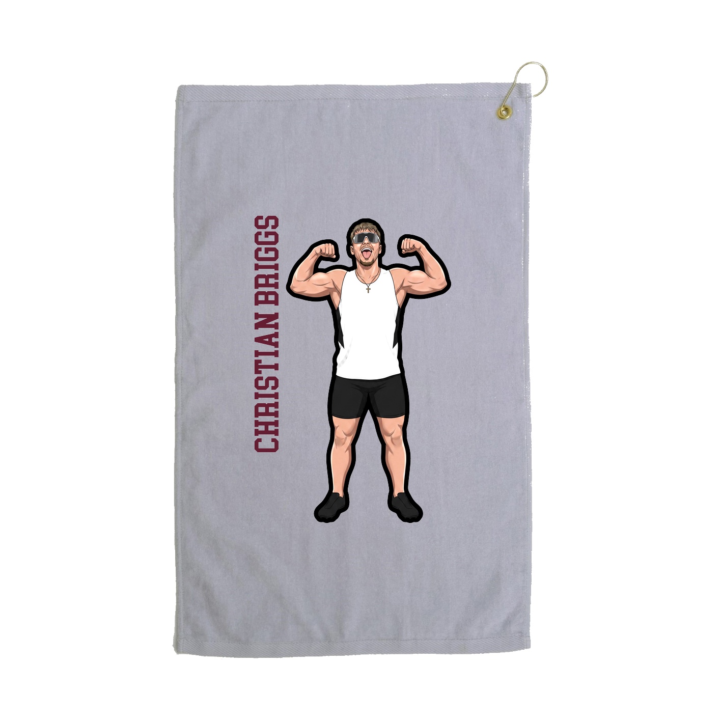 Golf Towel — Name Vertical in Grey