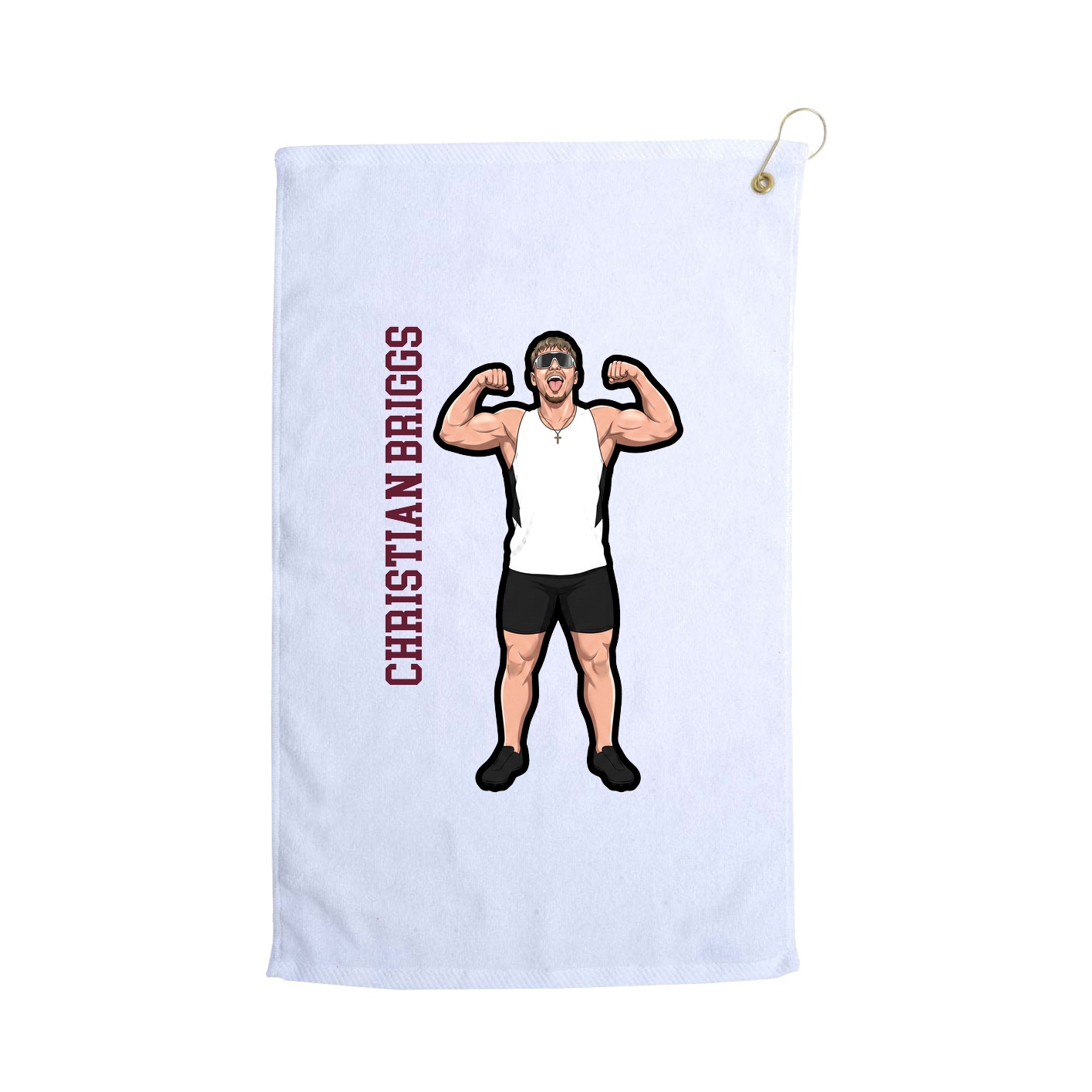 Golf Towel — Name Vertical in White