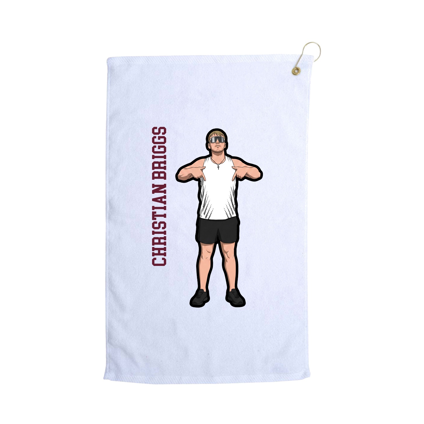 Golf Towel — Name Vertical in White