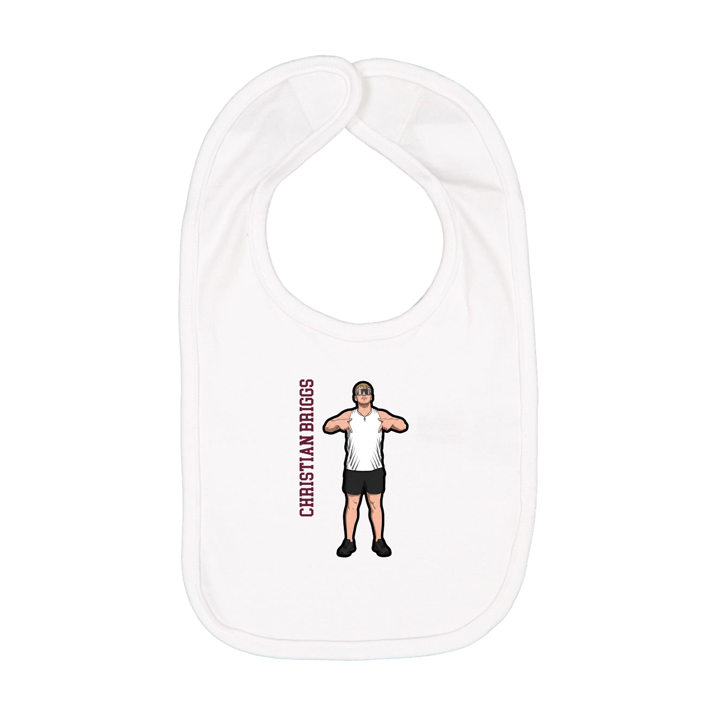 Infant Bib — Name Vertical in White
