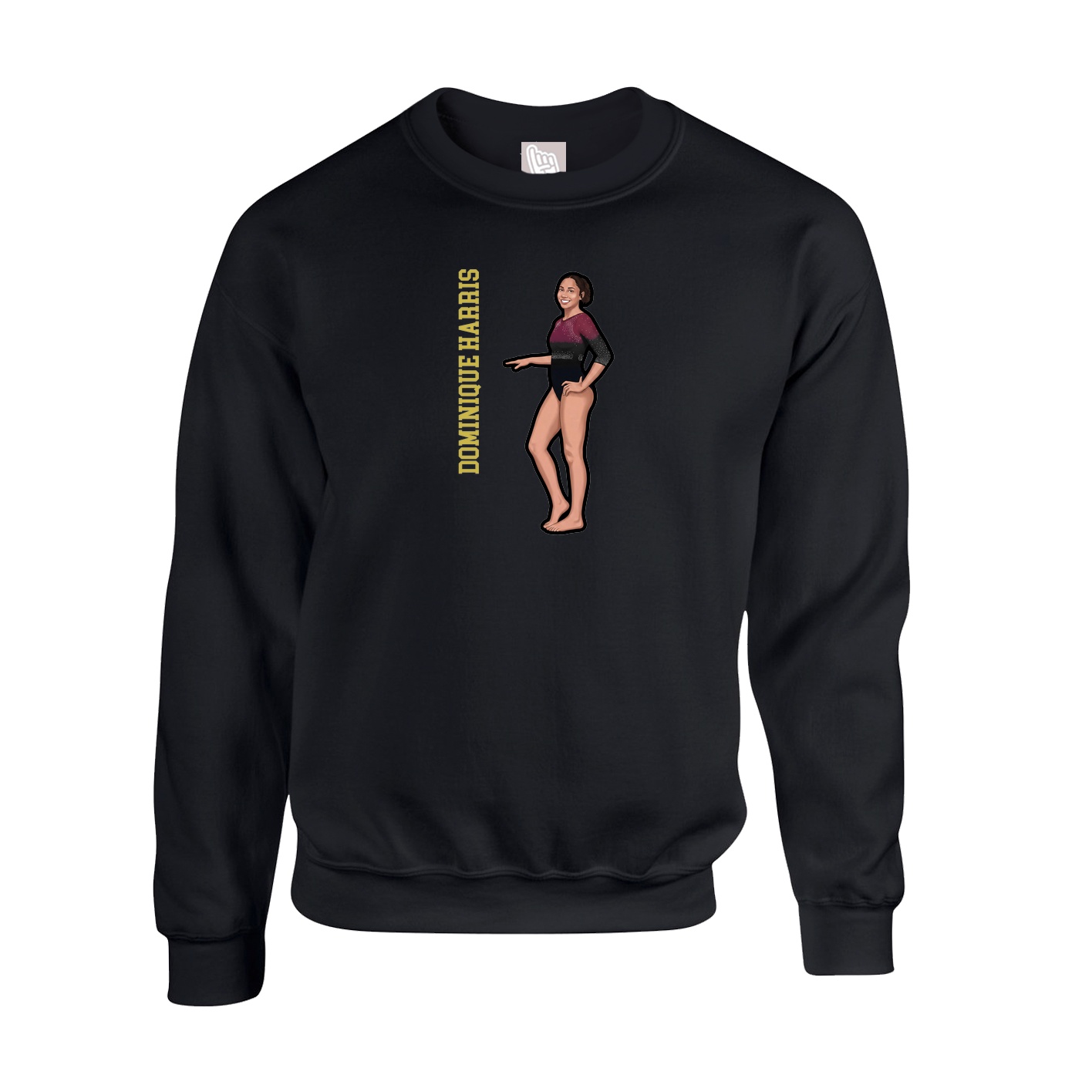 Fleece Crew — Name Vertical in Black