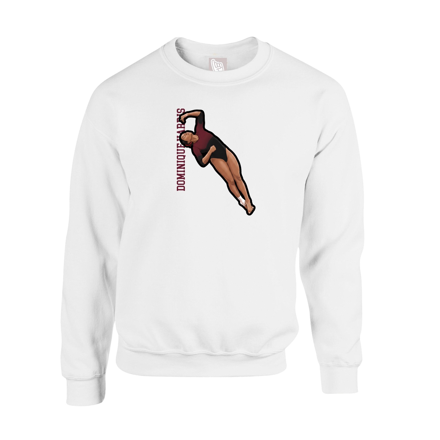 Fleece Crew — Name Vertical in White