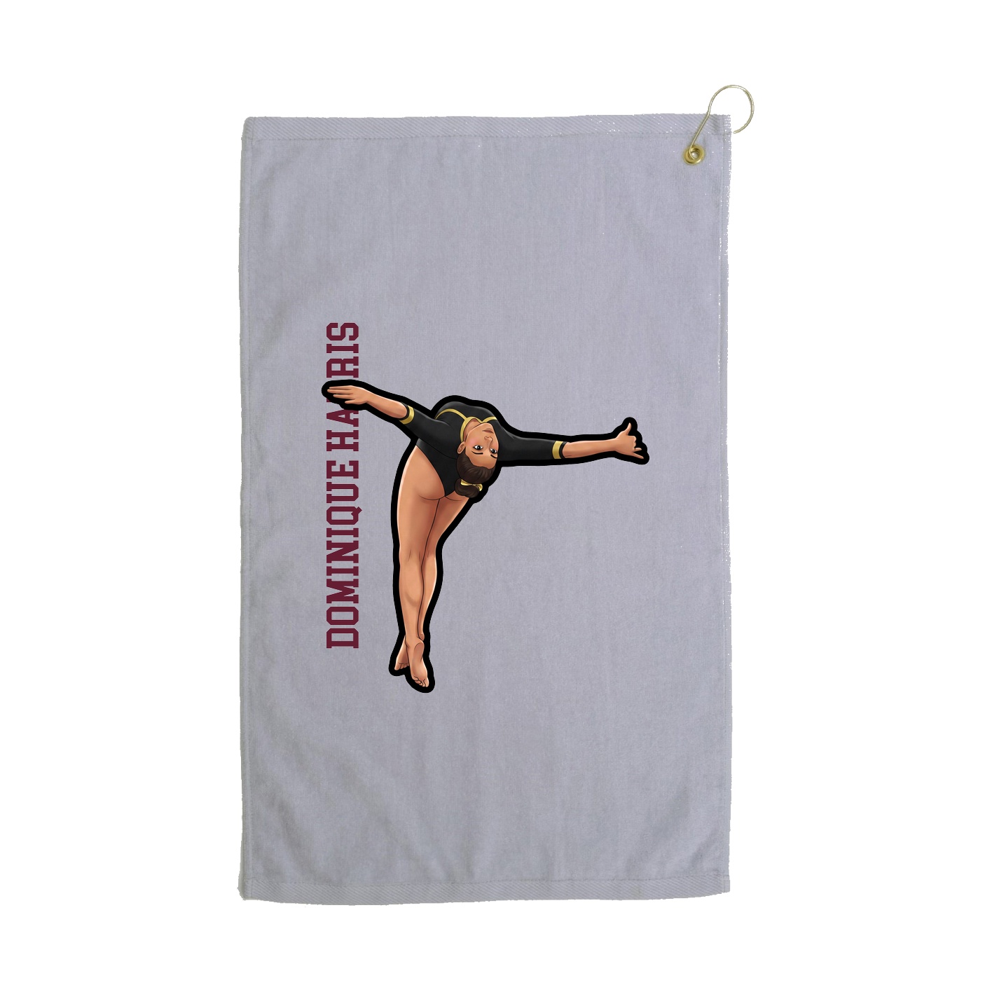 Golf Towel — Name Vertical in Grey