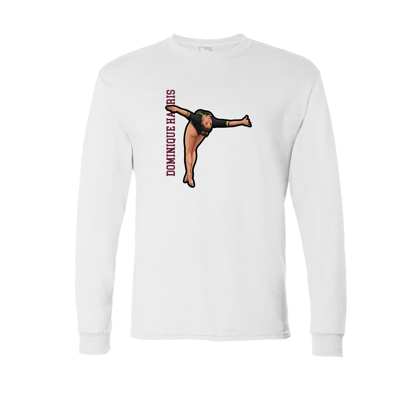 Long Sleeve Tee — Name Vertical in White