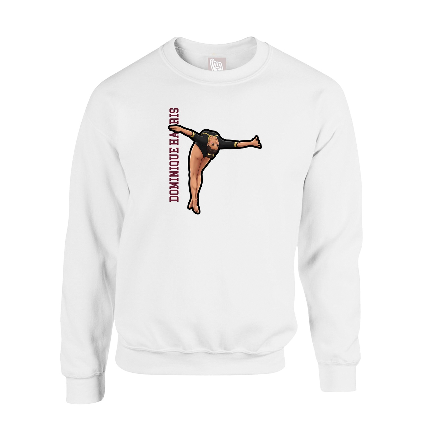 Fleece Crew — Name Vertical in White