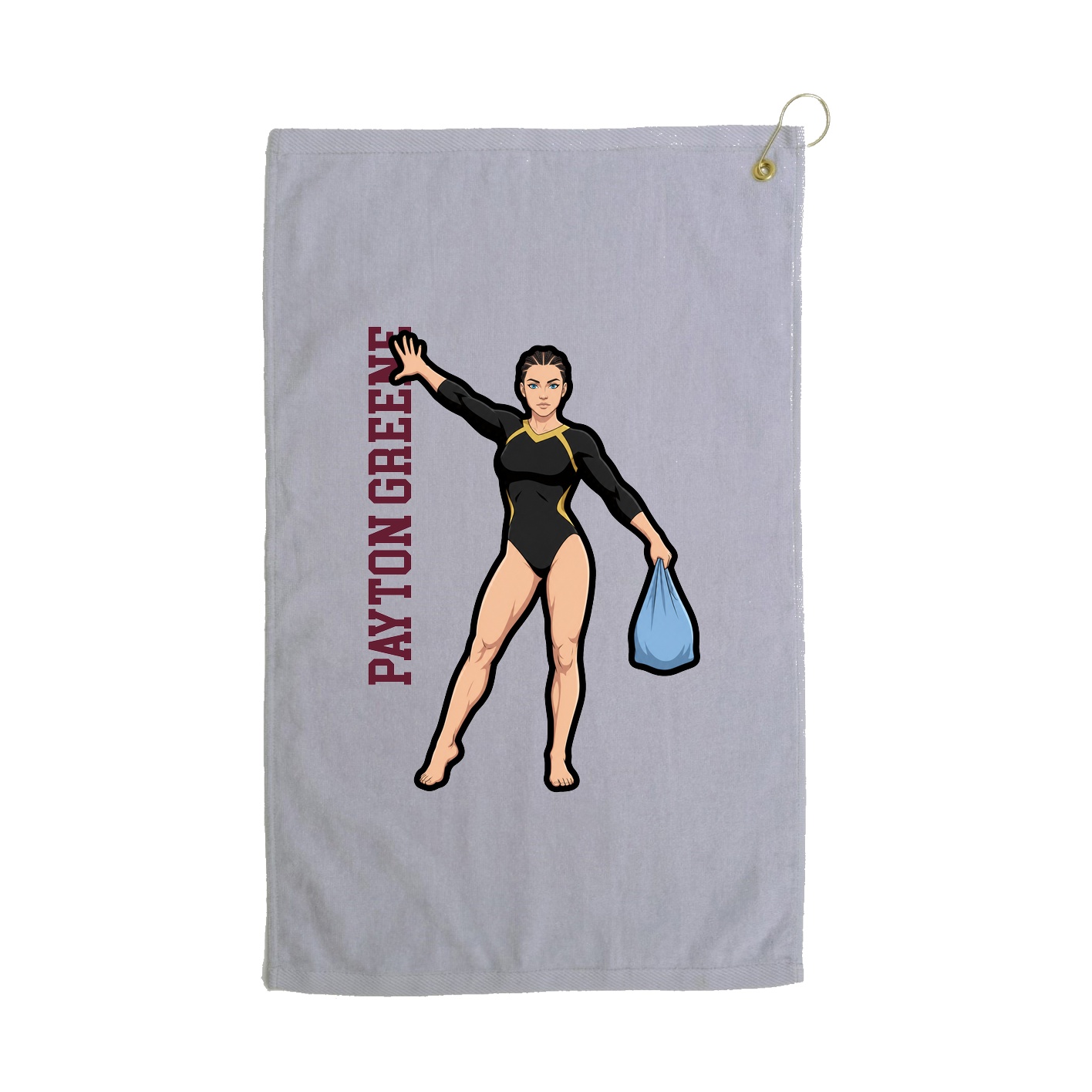 Golf Towel — Name Vertical in Grey