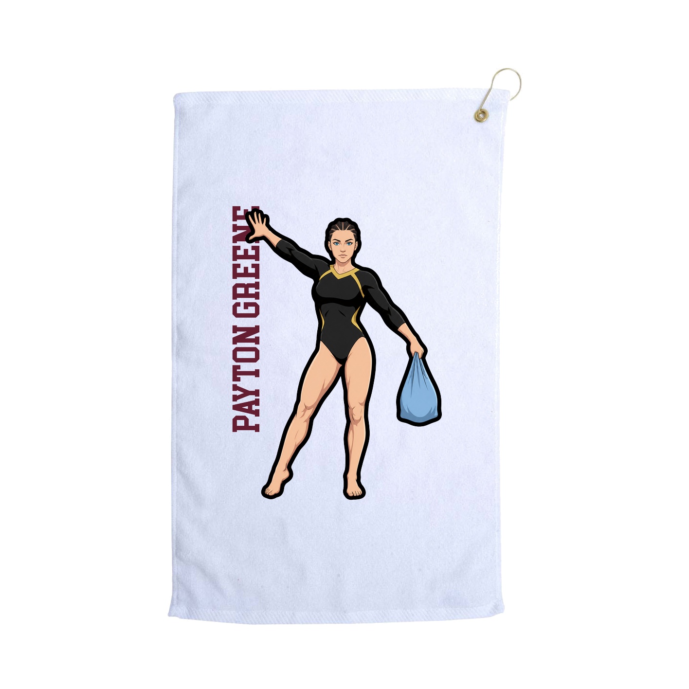 Golf Towel — Name Vertical in White