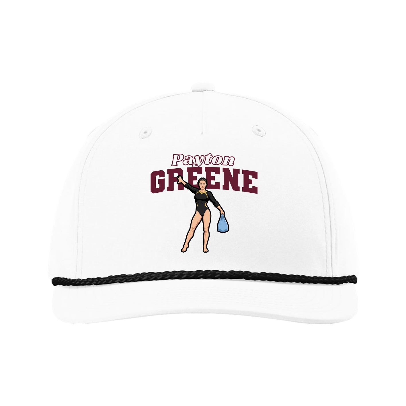 Five-Panel Classic Rope Cap — Name Arch in White