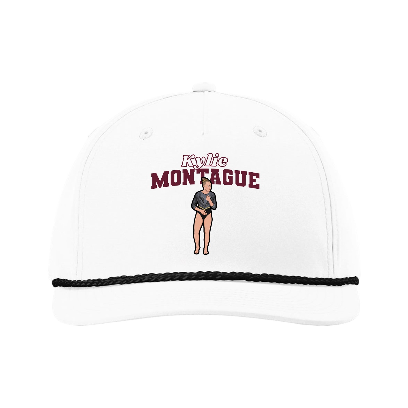 Five-Panel Classic Rope Cap — Name Arch in White